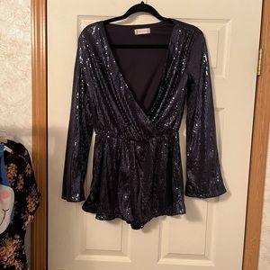 Navy sequin romper